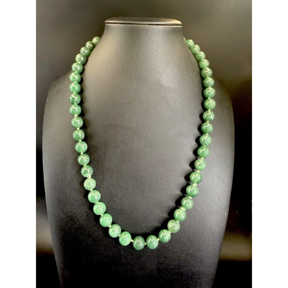 Vintage Fortunoff Jewelry Green Quartz Beaded Necklace Barrel Clasp 21”